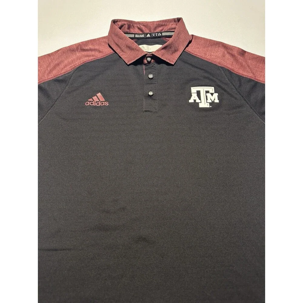 Texas A&M Aggies Adidas Golf Polo Mens Size XL Climalite NCAA *READ *SNAGS**